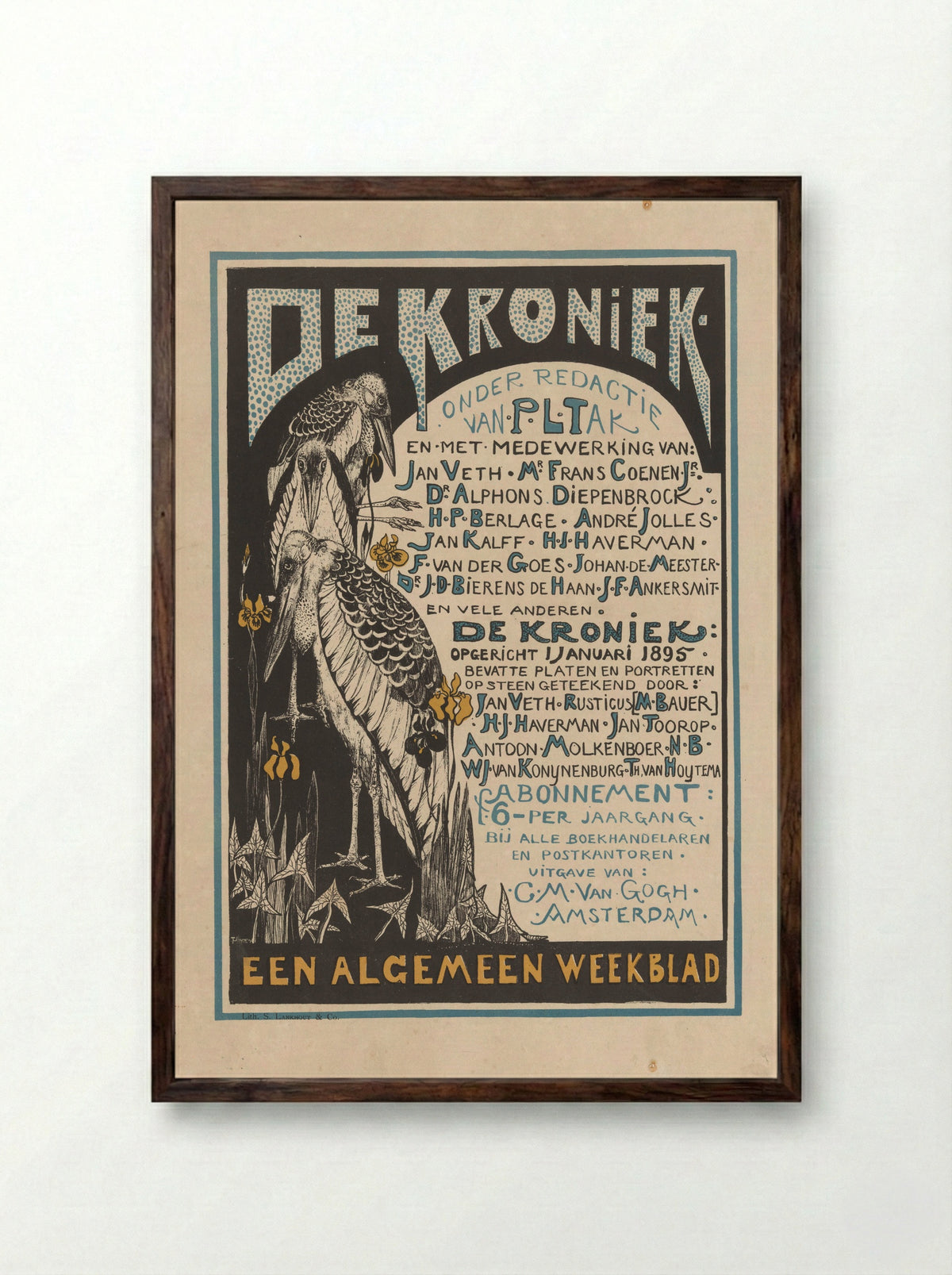Reclamekaart voor 'De Kroniek' - Samuel Lankhout & Co. - Framed Print Dark Wood