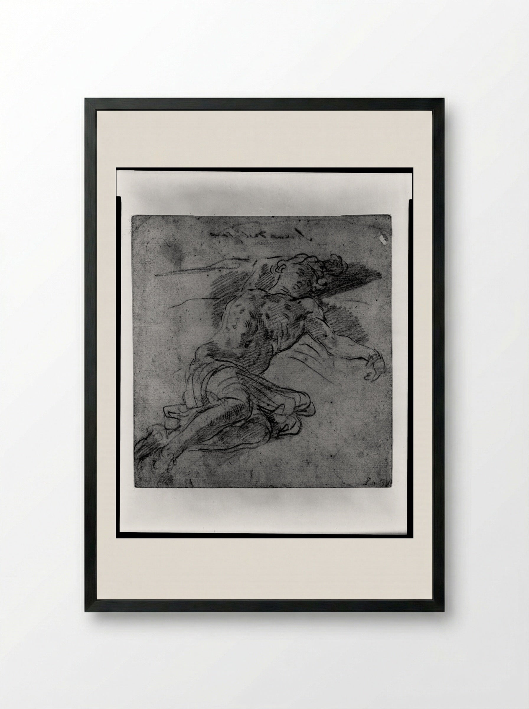 Reclining Male Nude - Simone Cantarini - Framed Print Black