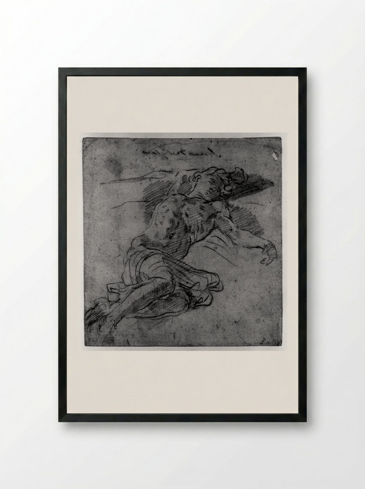 Reclining Male Nude - Simone Cantarini - Framed Print Black