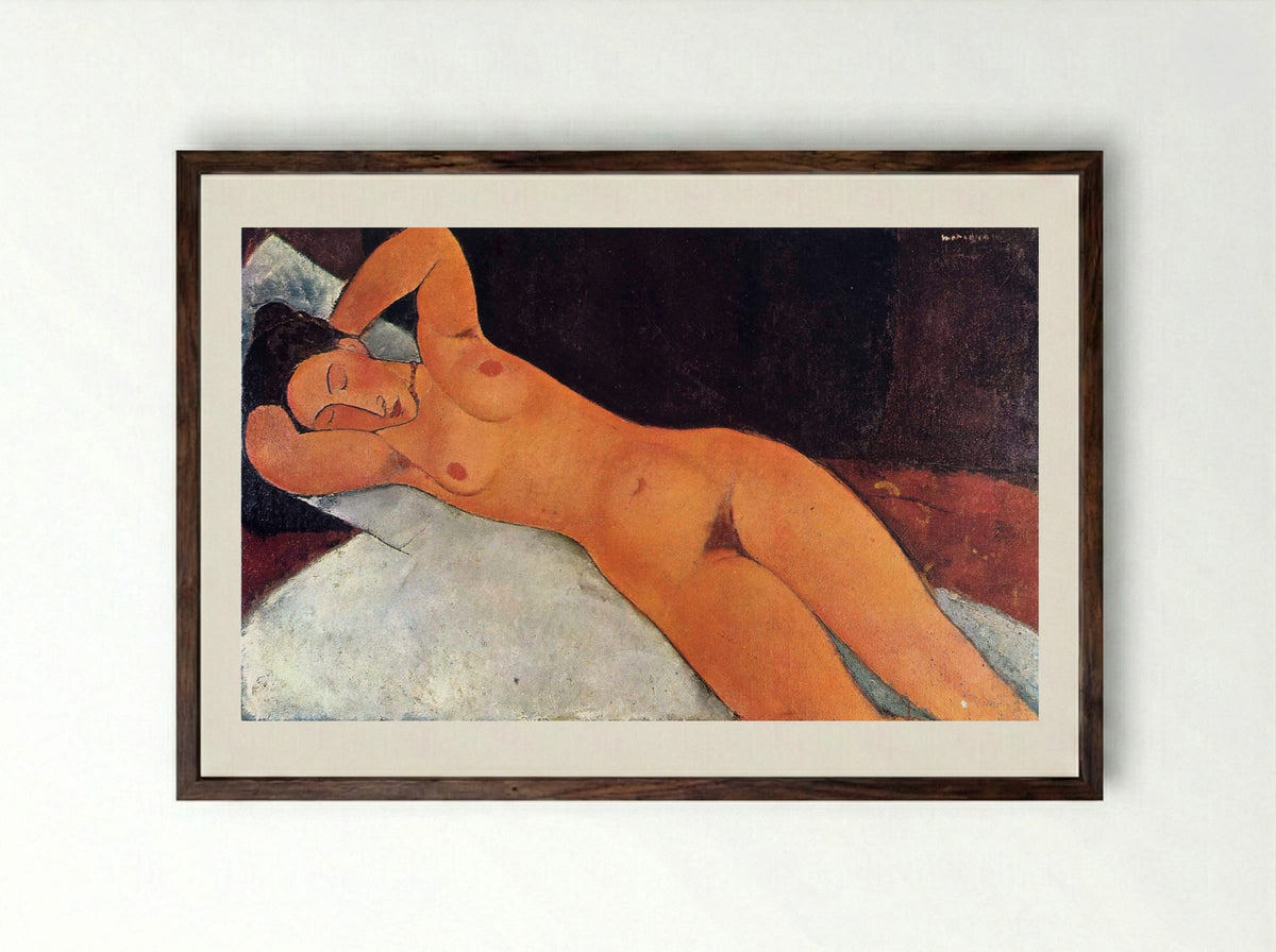 Reclining Nude - Amedeo Modigliani - Framed Print Dark Wood
