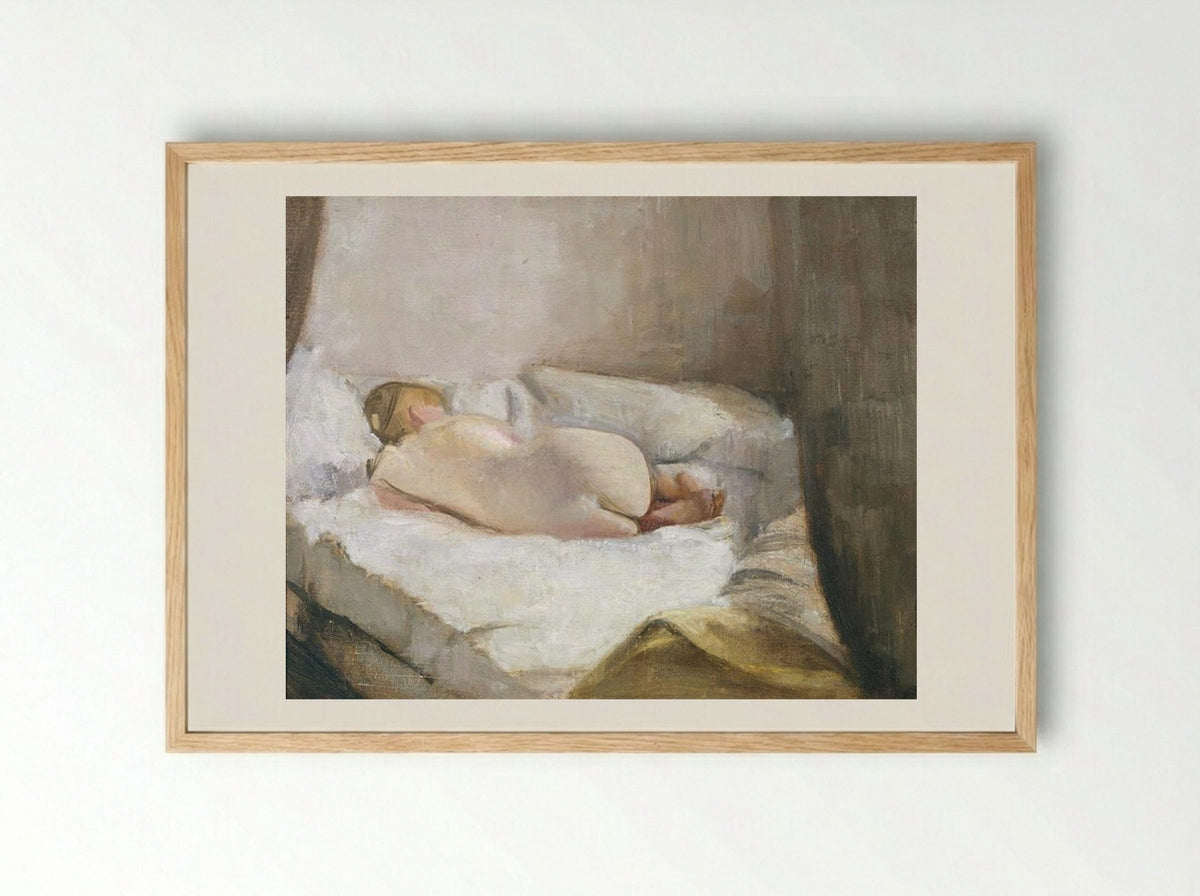 Reclining Nude - Victor Pasmore - Framed Print Wood