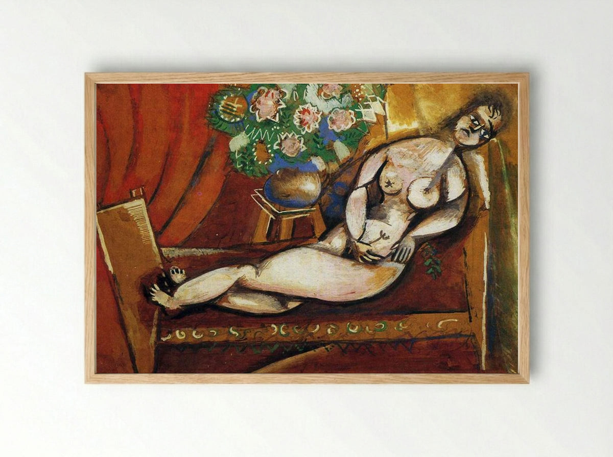 Reclining Nude - Marc Chagall - Framed Print Wood
