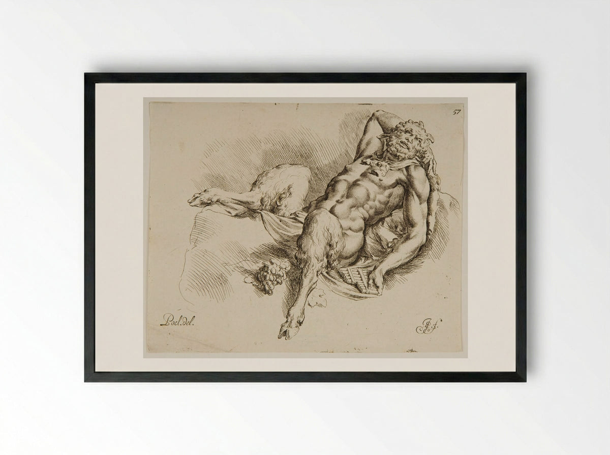 Reclining Pan - Jan de Bisschop - Framed Print Black