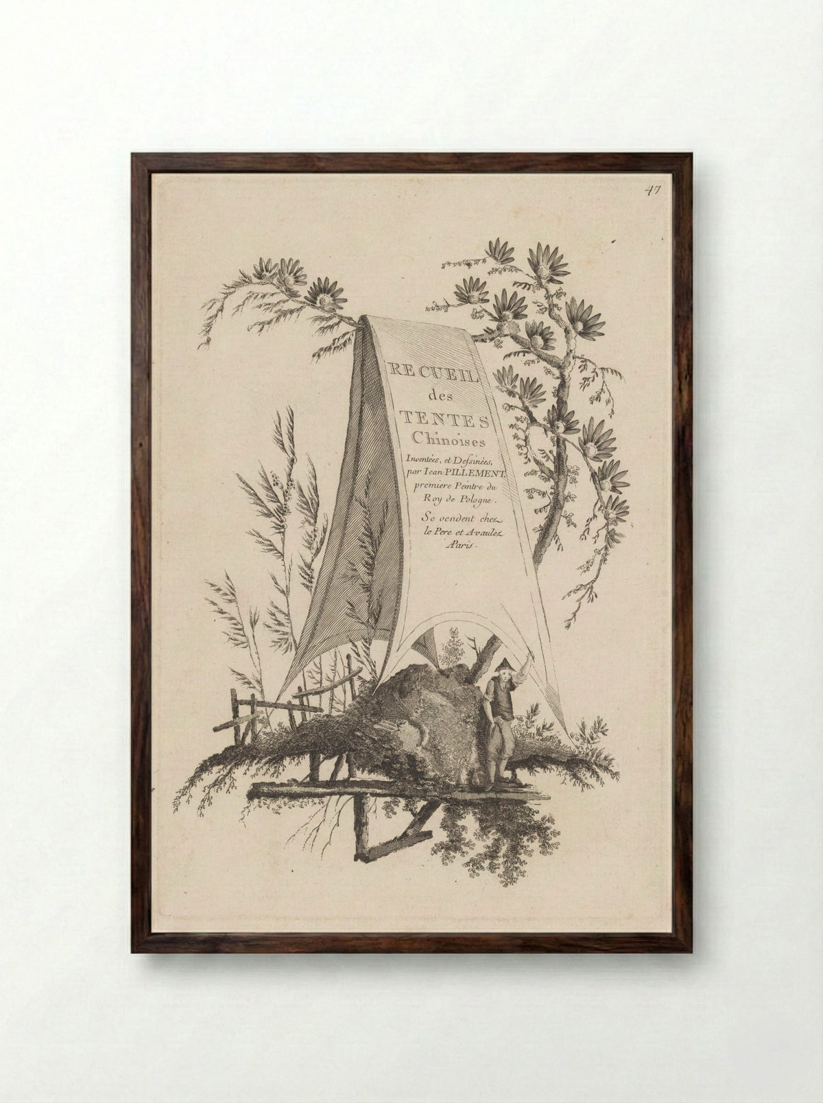 Recueil des Tentes Chinoises - Jeanne Deny - Framed Print Dark Wood
