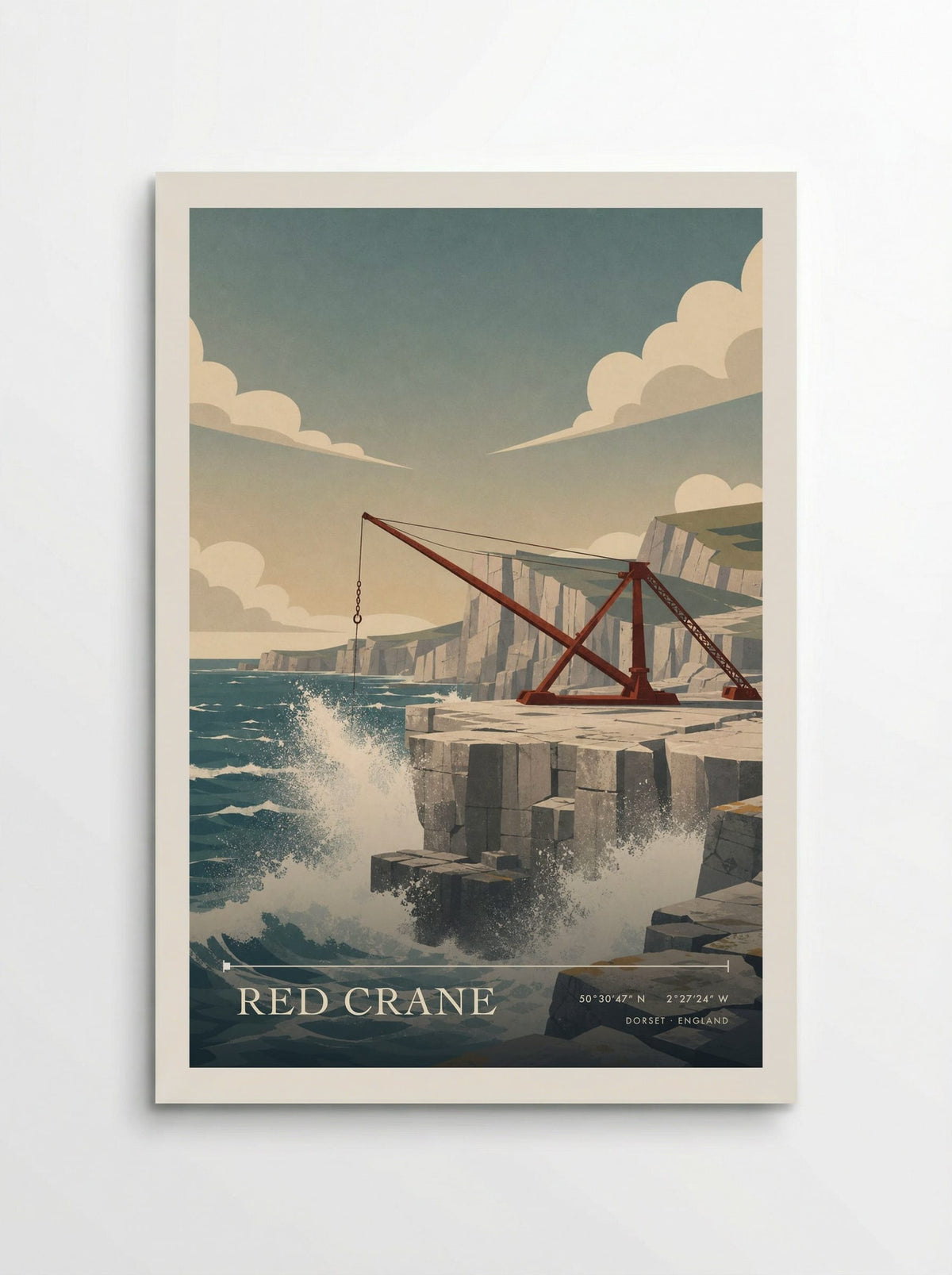 Red Crane, Dorset travel poster print
