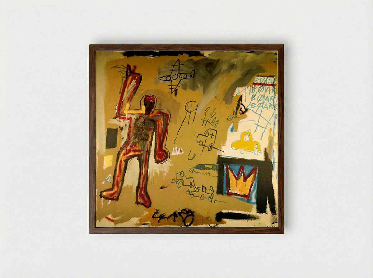 Red Man - Jean-Michel Basquiat - Framed Print Dark Wood