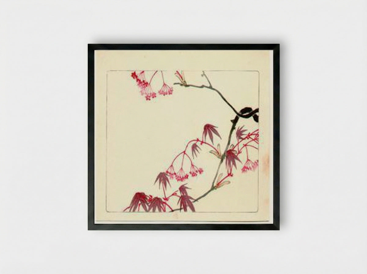 Red Maple - Hana Kurabe - Framed Print Black