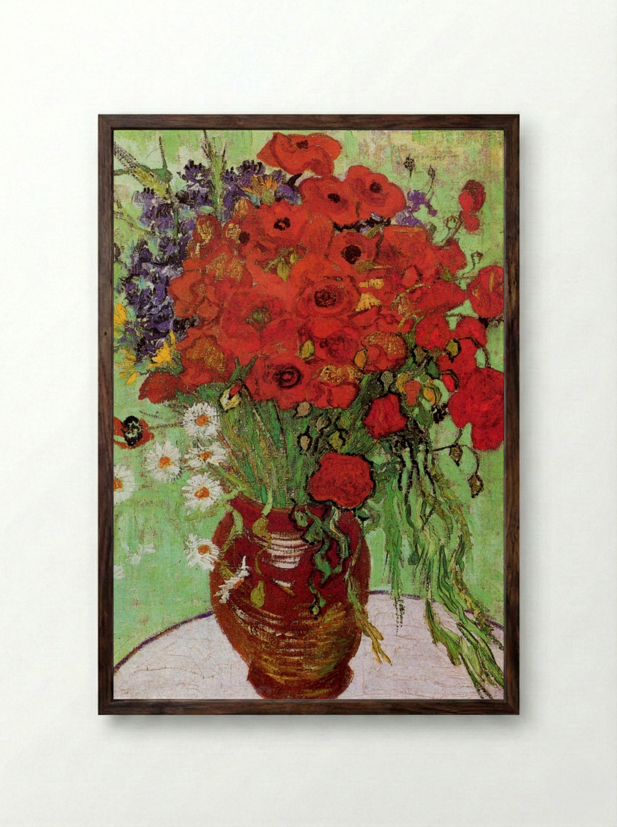 Red Poppies and Daisies - Vincent van Gogh - Framed Print Dark Wood
