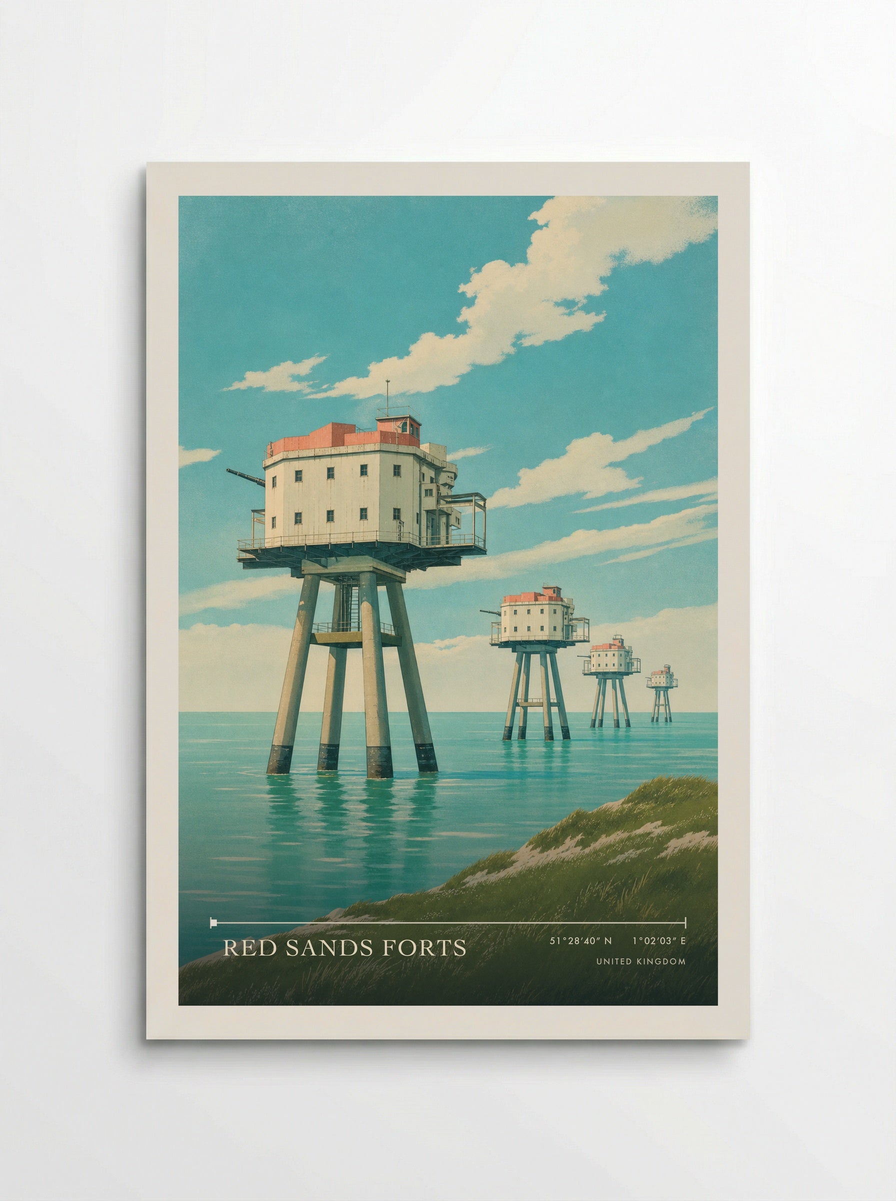 Red Sands Forts United Kingdom Travel Poster - Poster