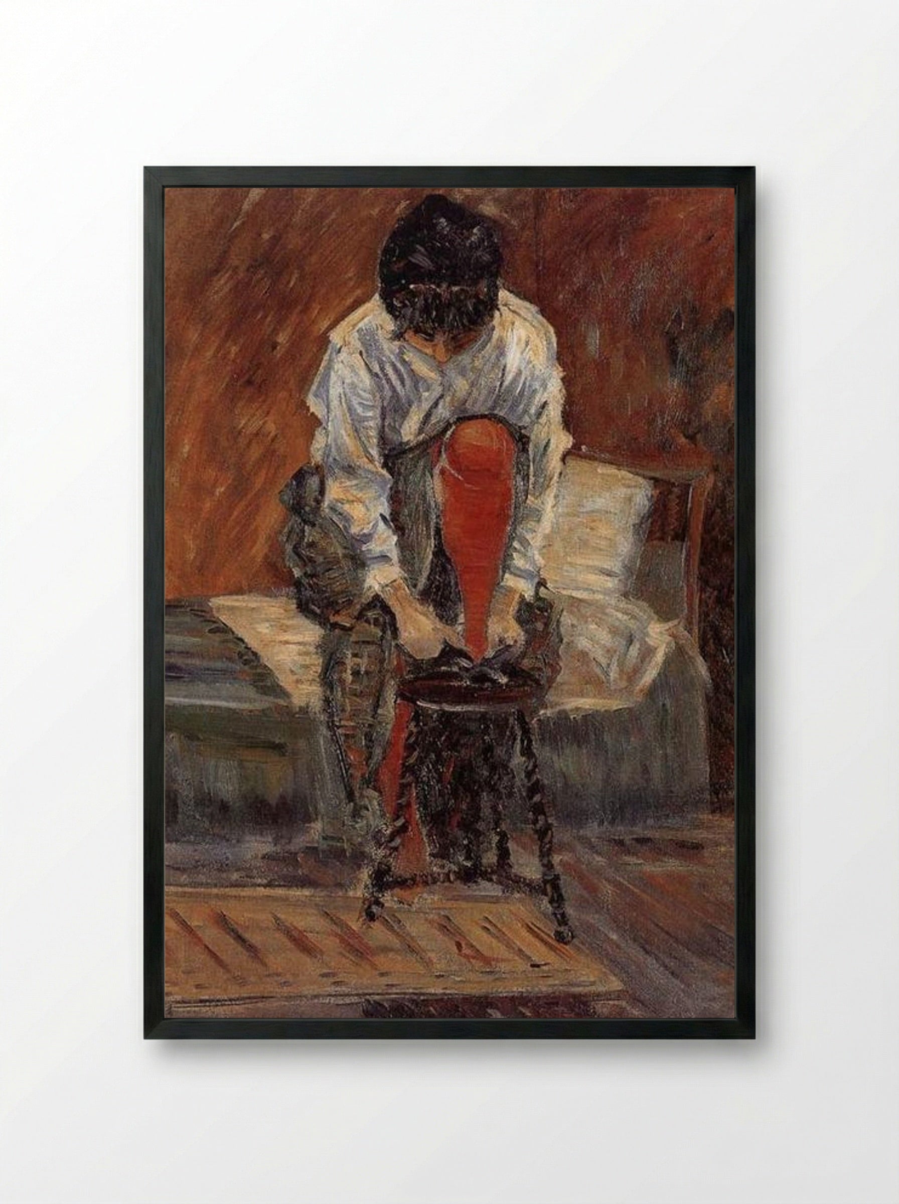 Red Silk Stockings - Paul Signac - Framed Print Black