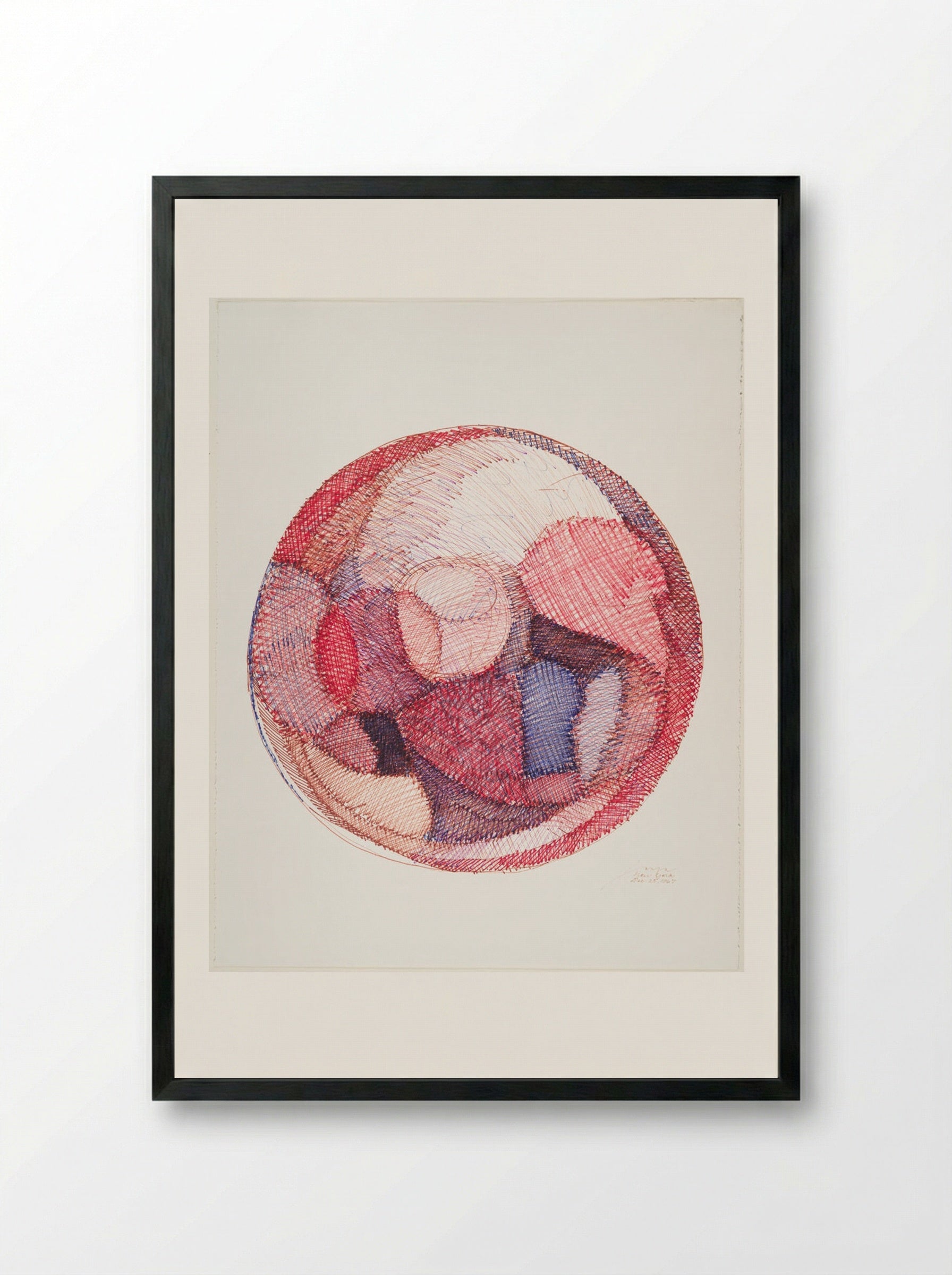 Red Sphere - José Tanig Joya - Framed Print Black