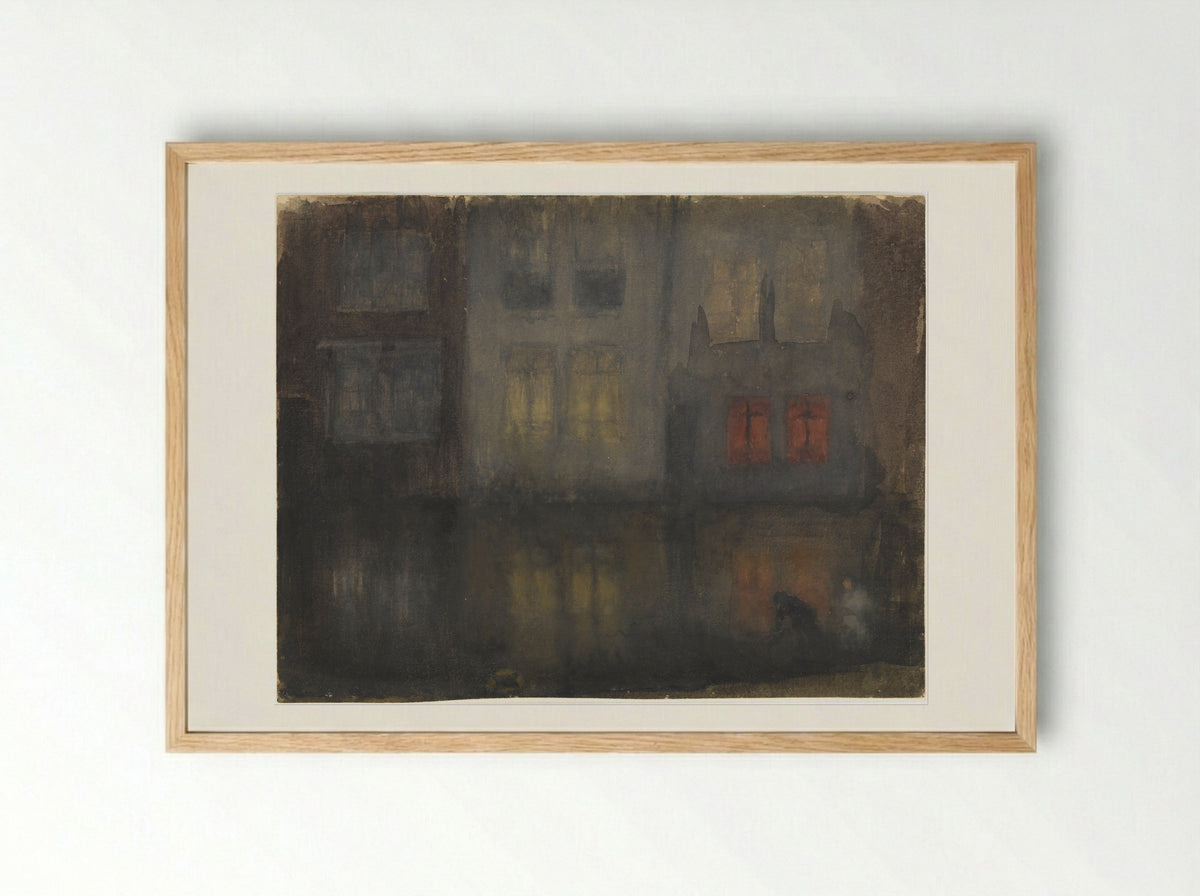 Red and Black (Nocturne) - James Abbott McNeill Whistler - Framed Print Wood