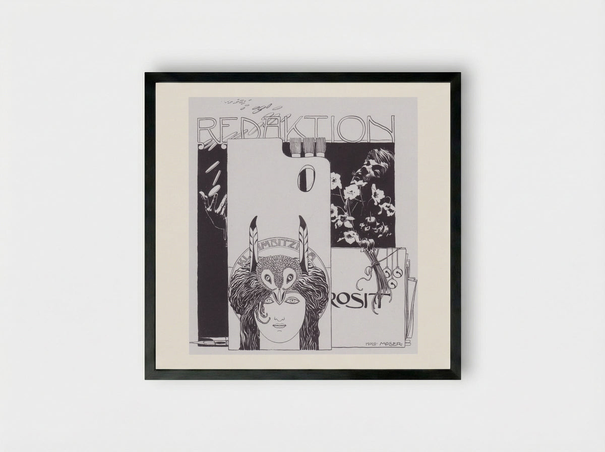 Redaktion (Editorial Office) - Koloman Moser - Framed Print Black