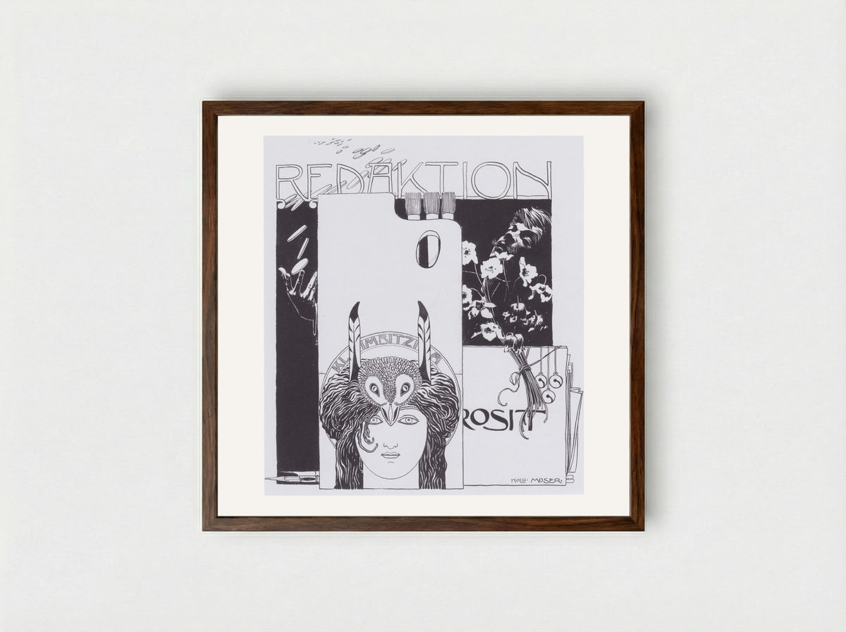 Redaktion (Editorial Office) - Koloman Moser - Framed Print Dark Wood