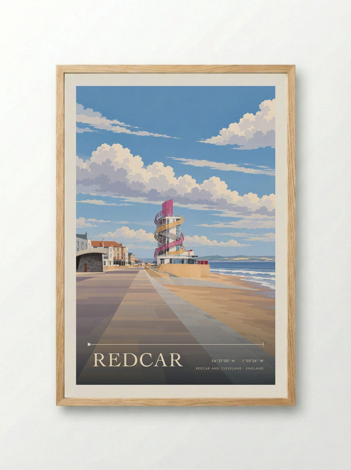 Redcar, Redcar and Cleveland | Travel Poster - Framed Print Wood