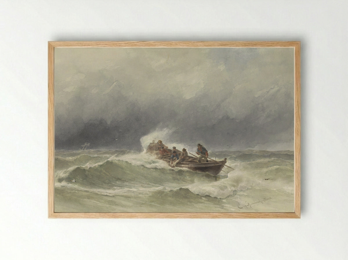 Redding op zee (Rescue at Sea) - Jacob Eduard van Heemskerck van Beest - Framed Print Wood