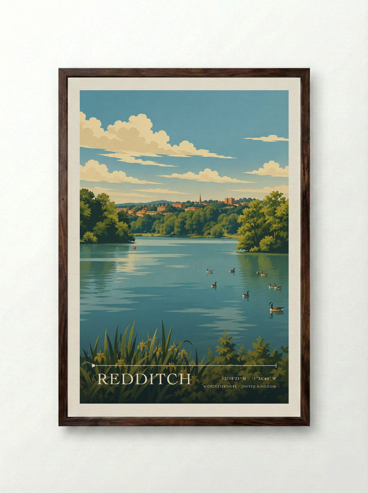 Redditch, Worcestershire | Travel Poster - Framed Print Dark Wood