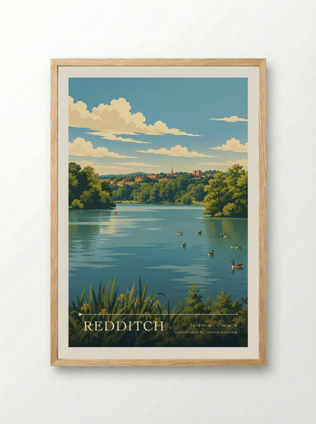 Redditch, Worcestershire | Travel Poster - Framed Print Wood