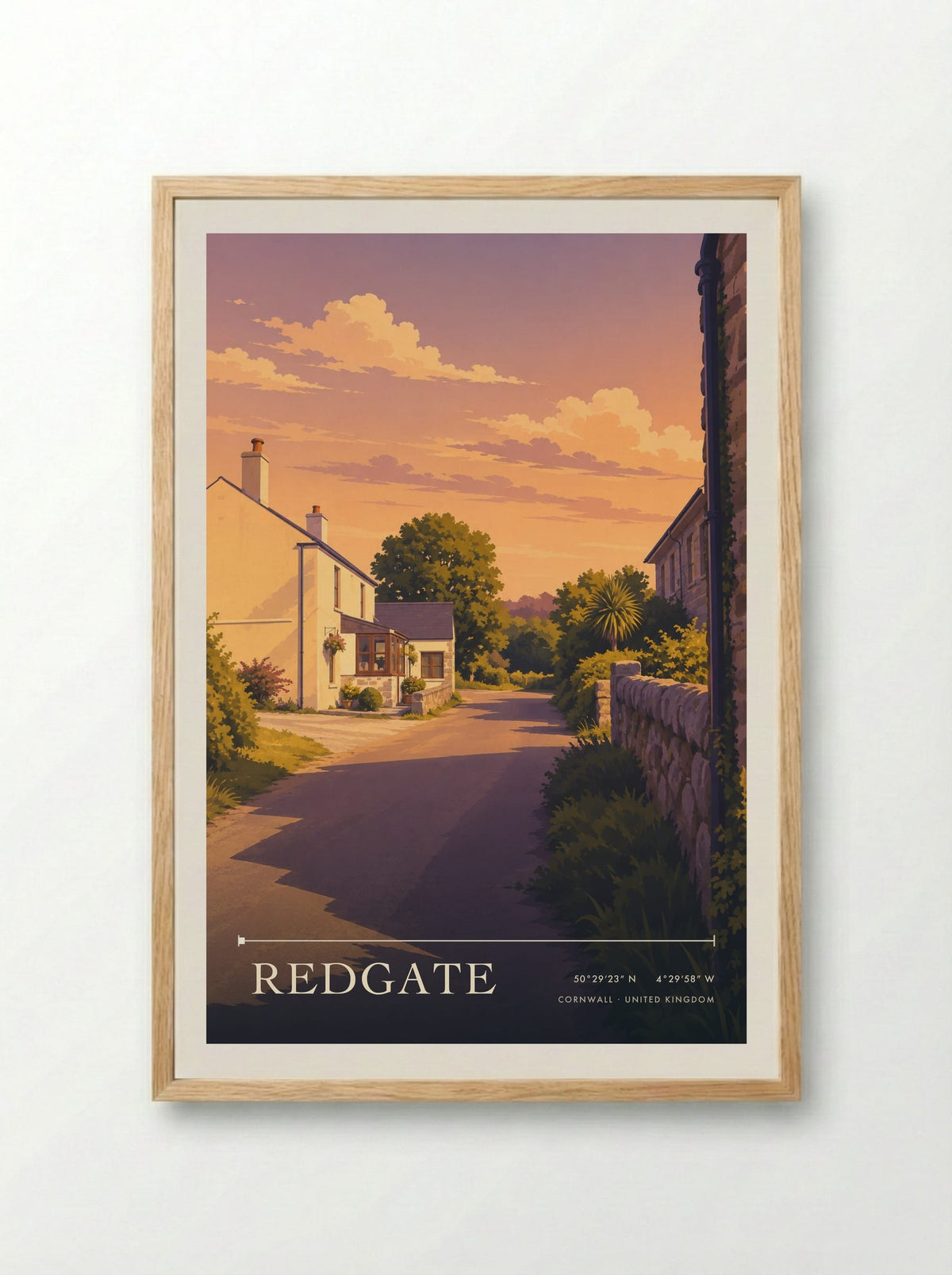 Redgate, Cornwall | Travel Poster - Framed Print Wood