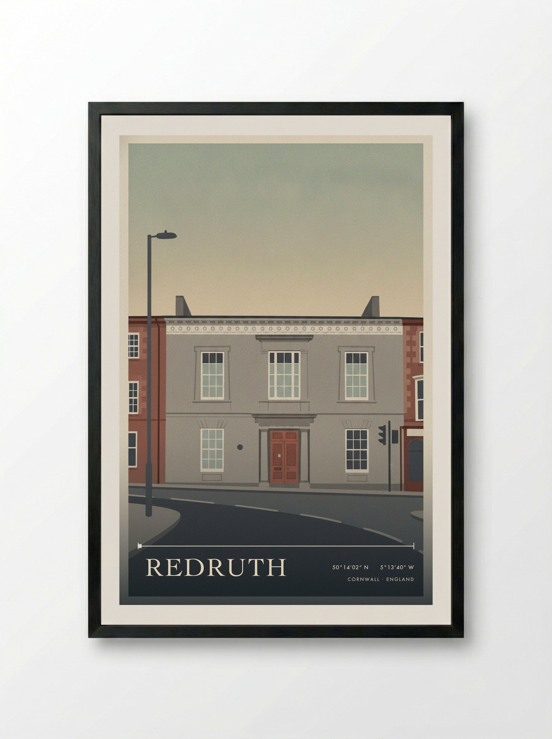 Redruth Cornwall England Travel Poster - Framed Print Black