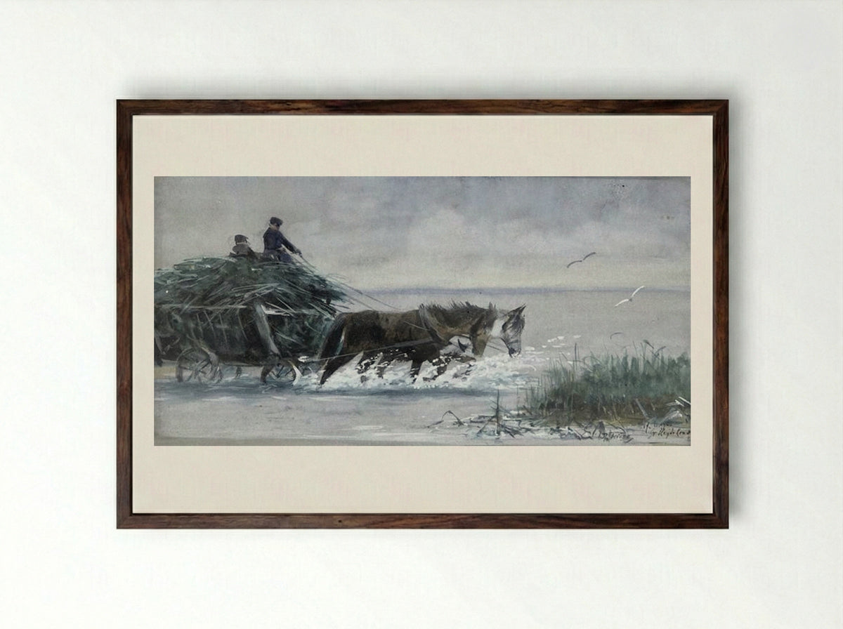 Reed Harvest - Richard Friese - Framed Print Dark Wood