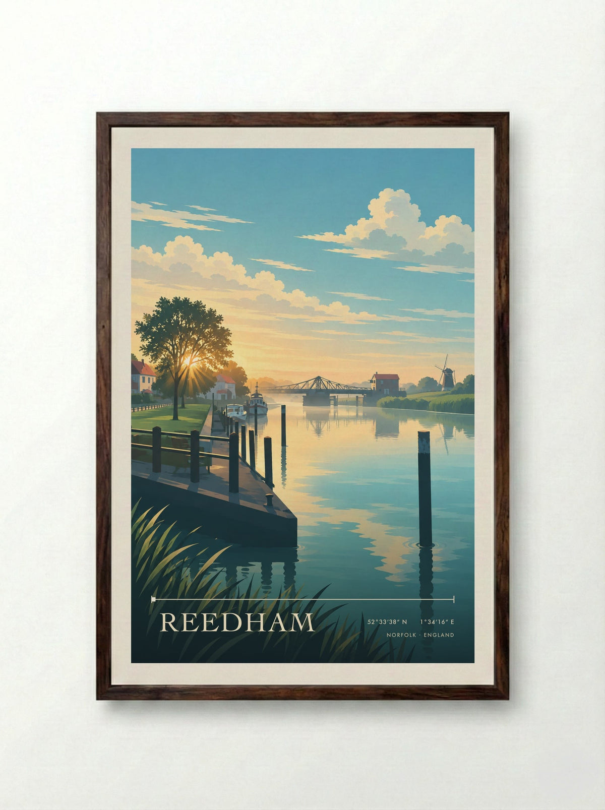 Reedham, Norfolk | Travel Poster - Framed Print Dark Wood