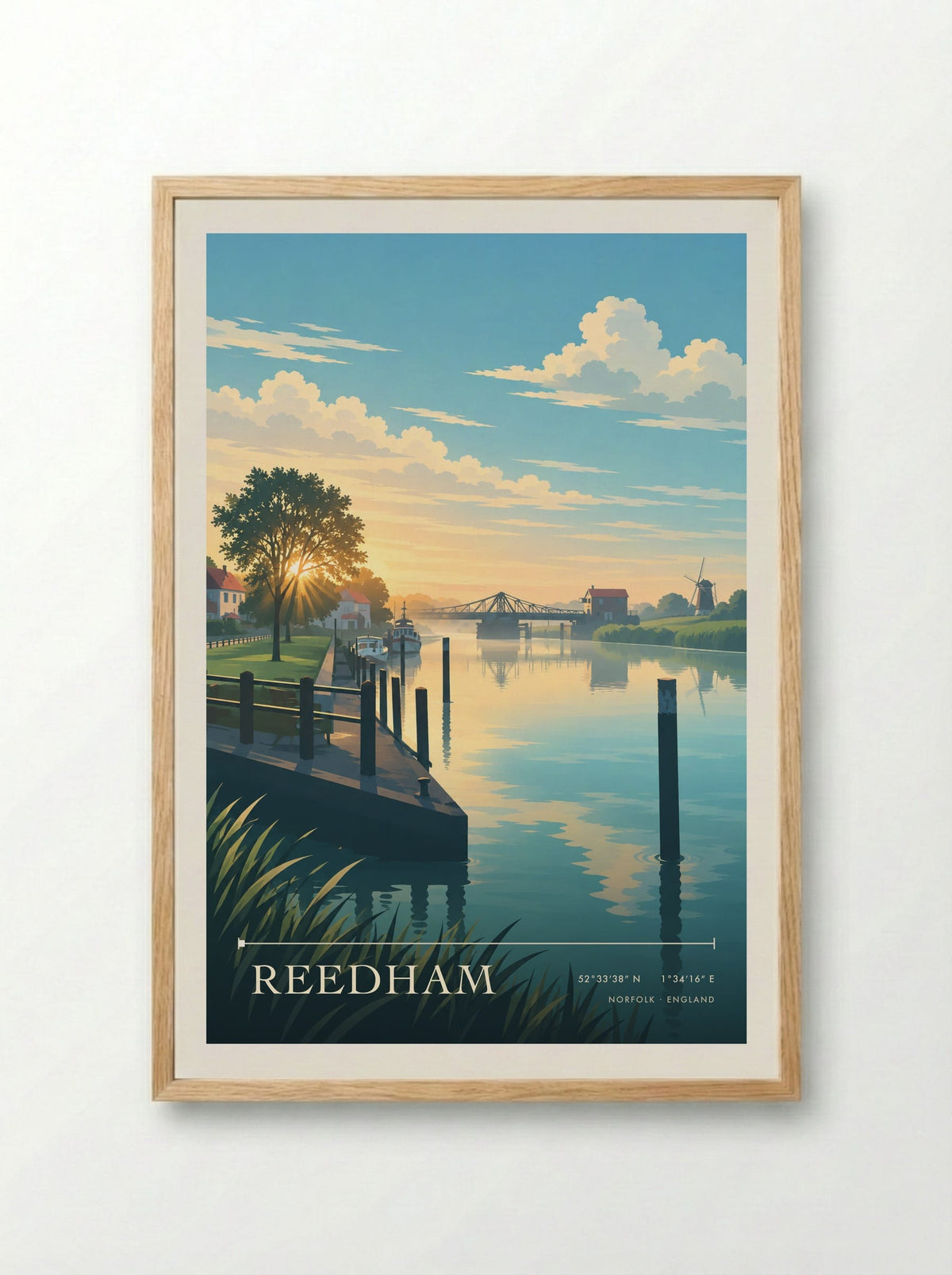 Reedham, Norfolk | Travel Poster - Framed Print Wood