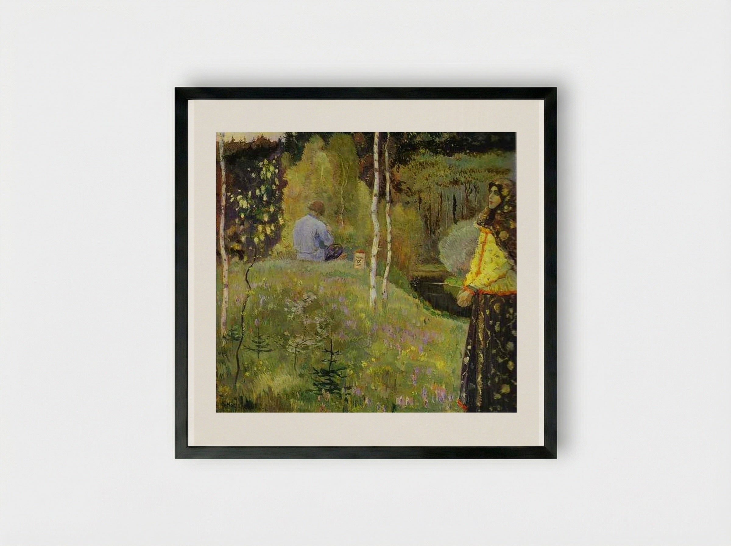 Reedpipe - Mikhail Nesterov - Framed Print Black
