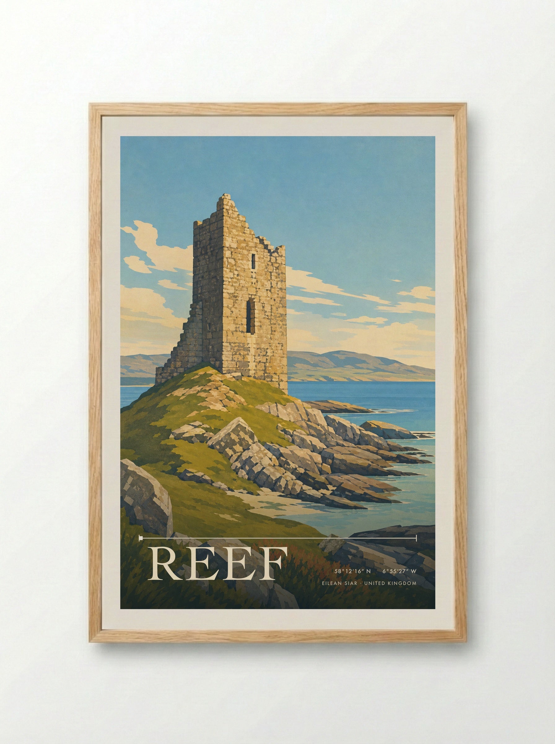 Reef Eilean Siar United Kingdom Travel Poster - Framed Print Wood