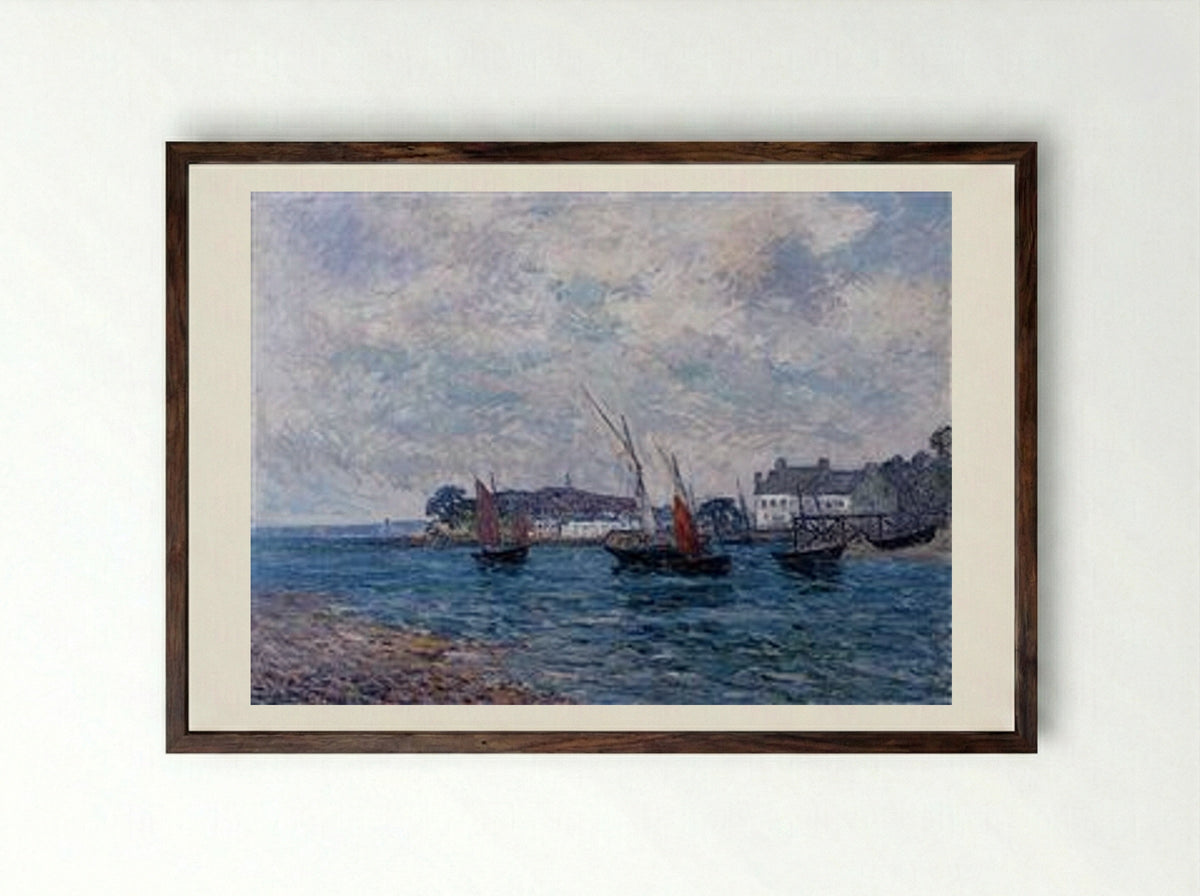 Reentering Port at Douarnenez (Finistere) - Maxime Maufra - Framed Print Dark Wood