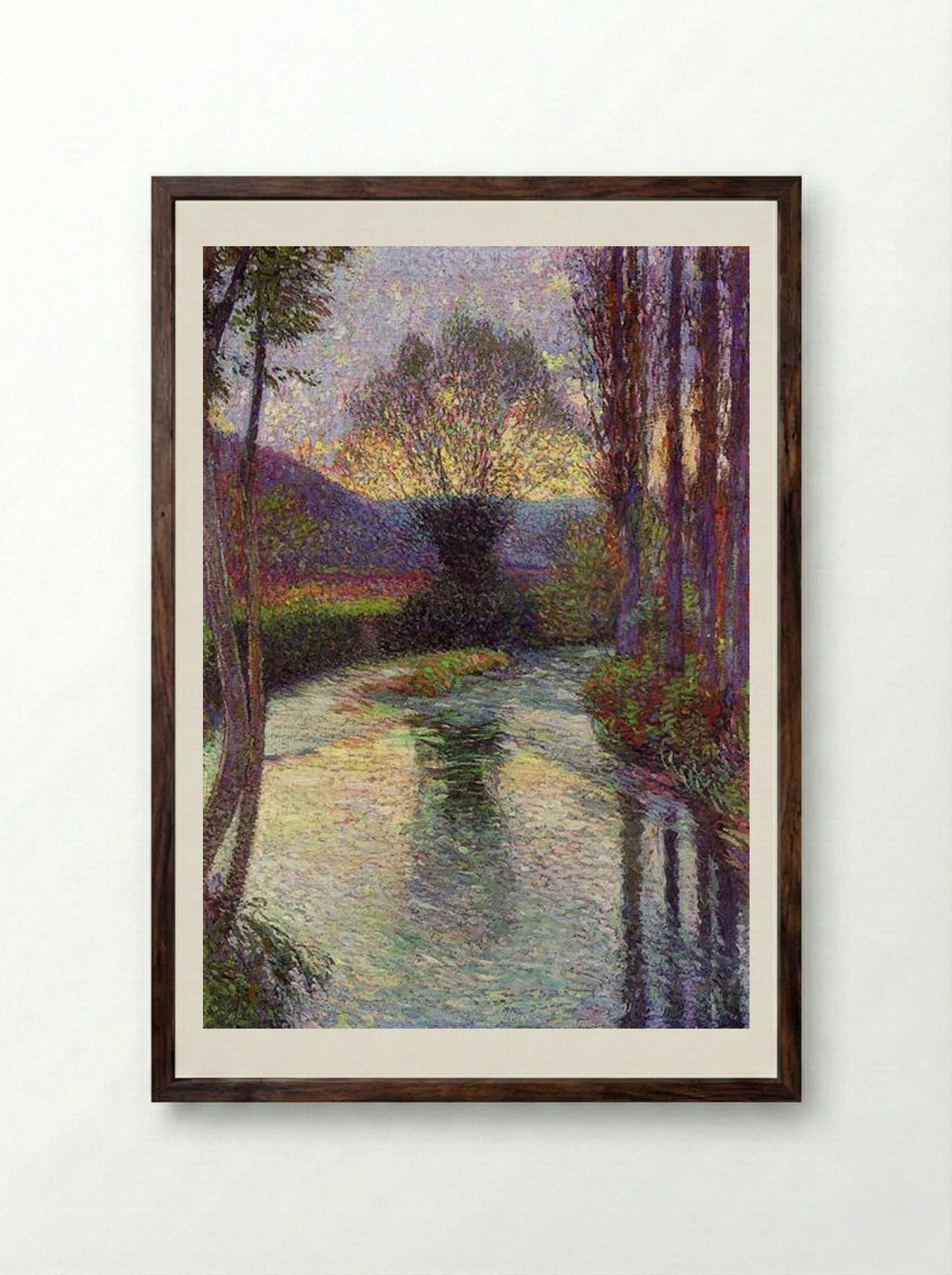 Reflected Willow on the Green - Henri Martin - Framed Print Dark Wood