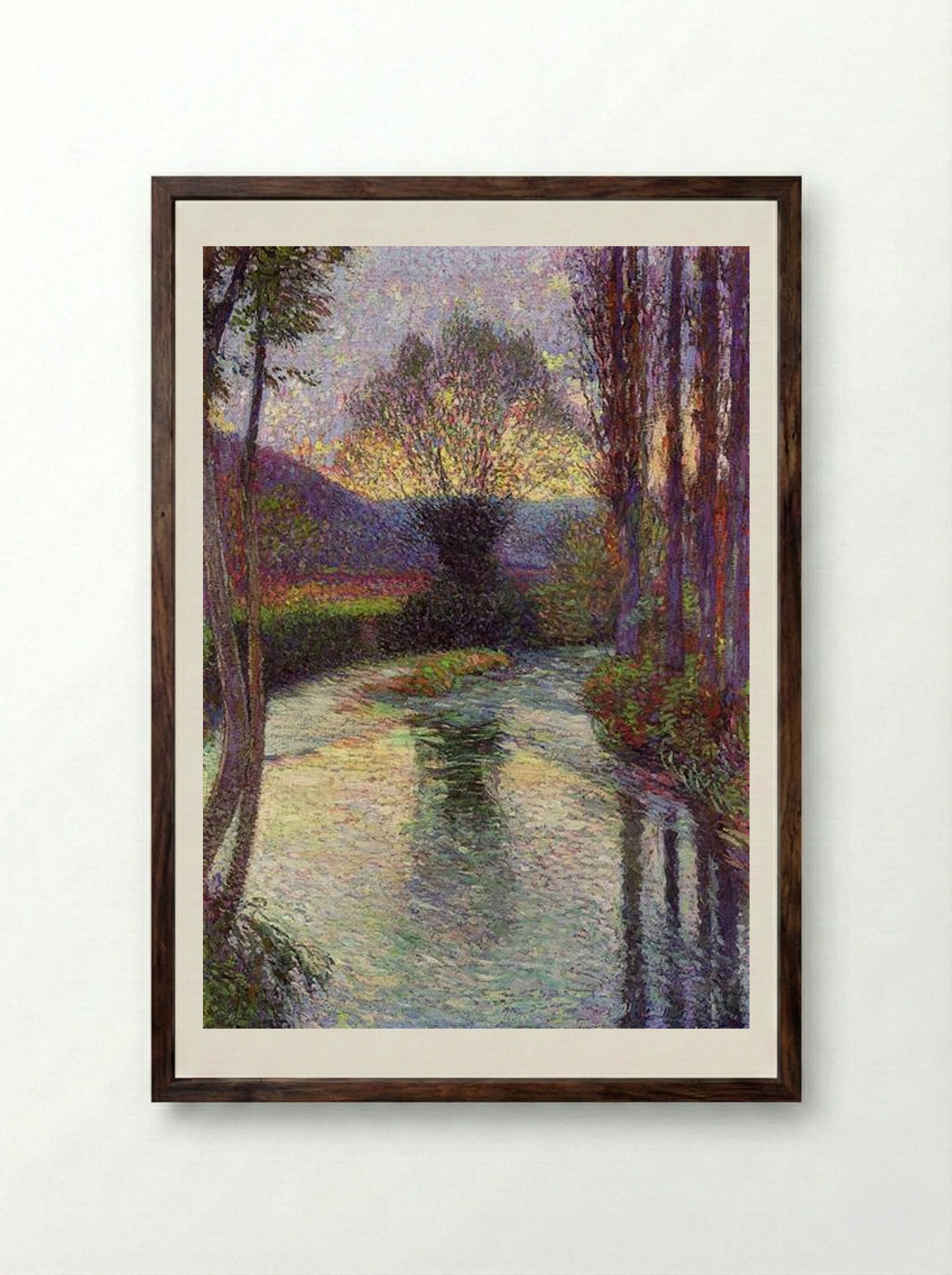 Reflected Willow on the Green - Henri Martin - Framed Print Dark Wood