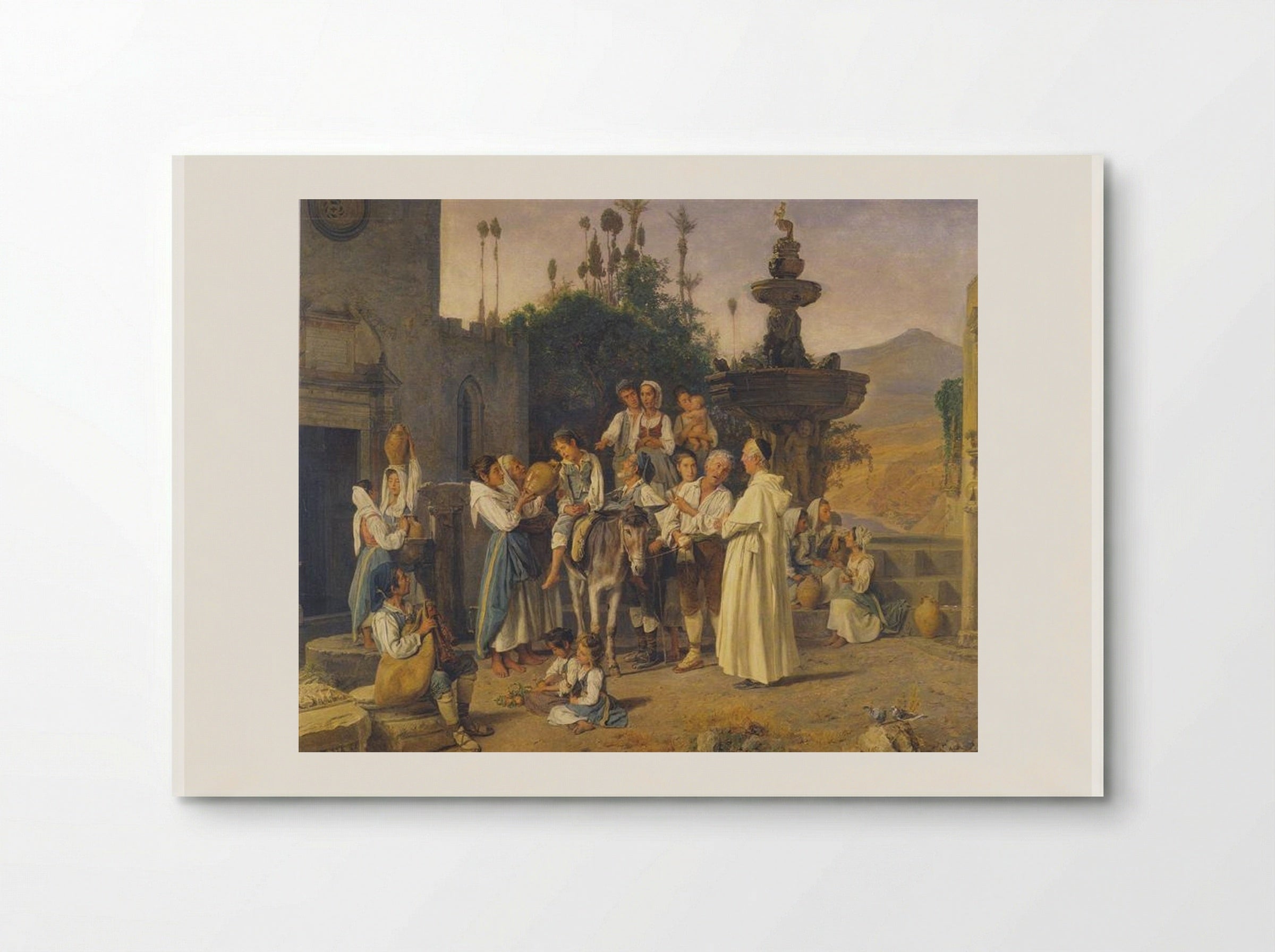 Refreshment at the City Fountain of Taormina - Ferdinand Georg Waldmüller - Poster