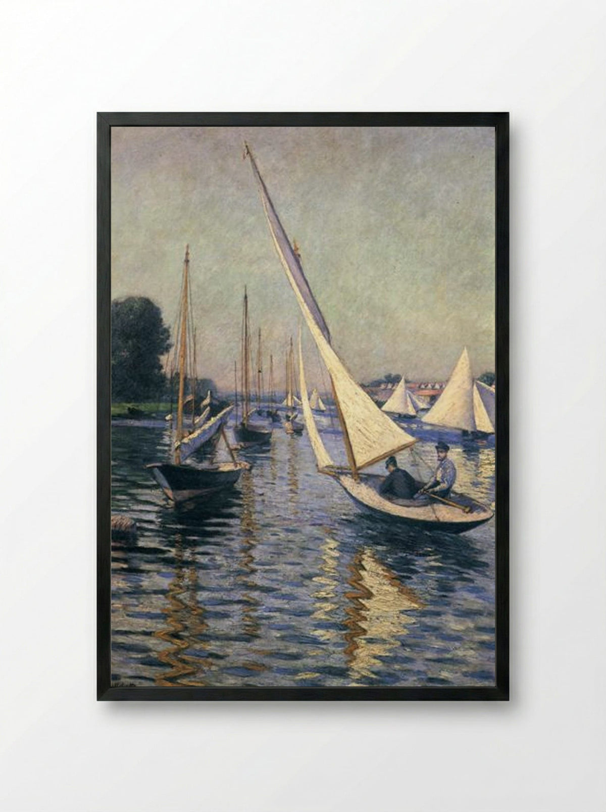 Regatta at Argenteuil - Gustave Caillebotte - Framed Print Black