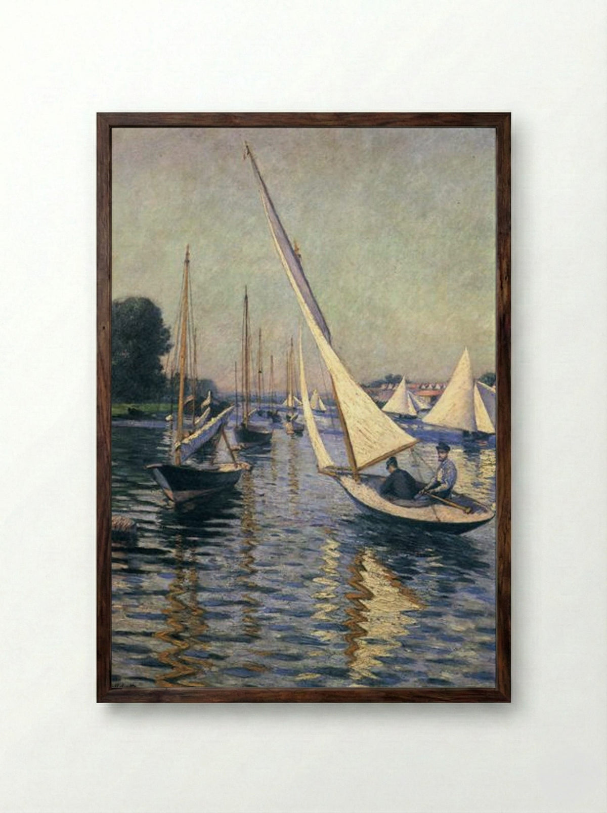 Regatta at Argenteuil - Gustave Caillebotte - Framed Print Dark Wood