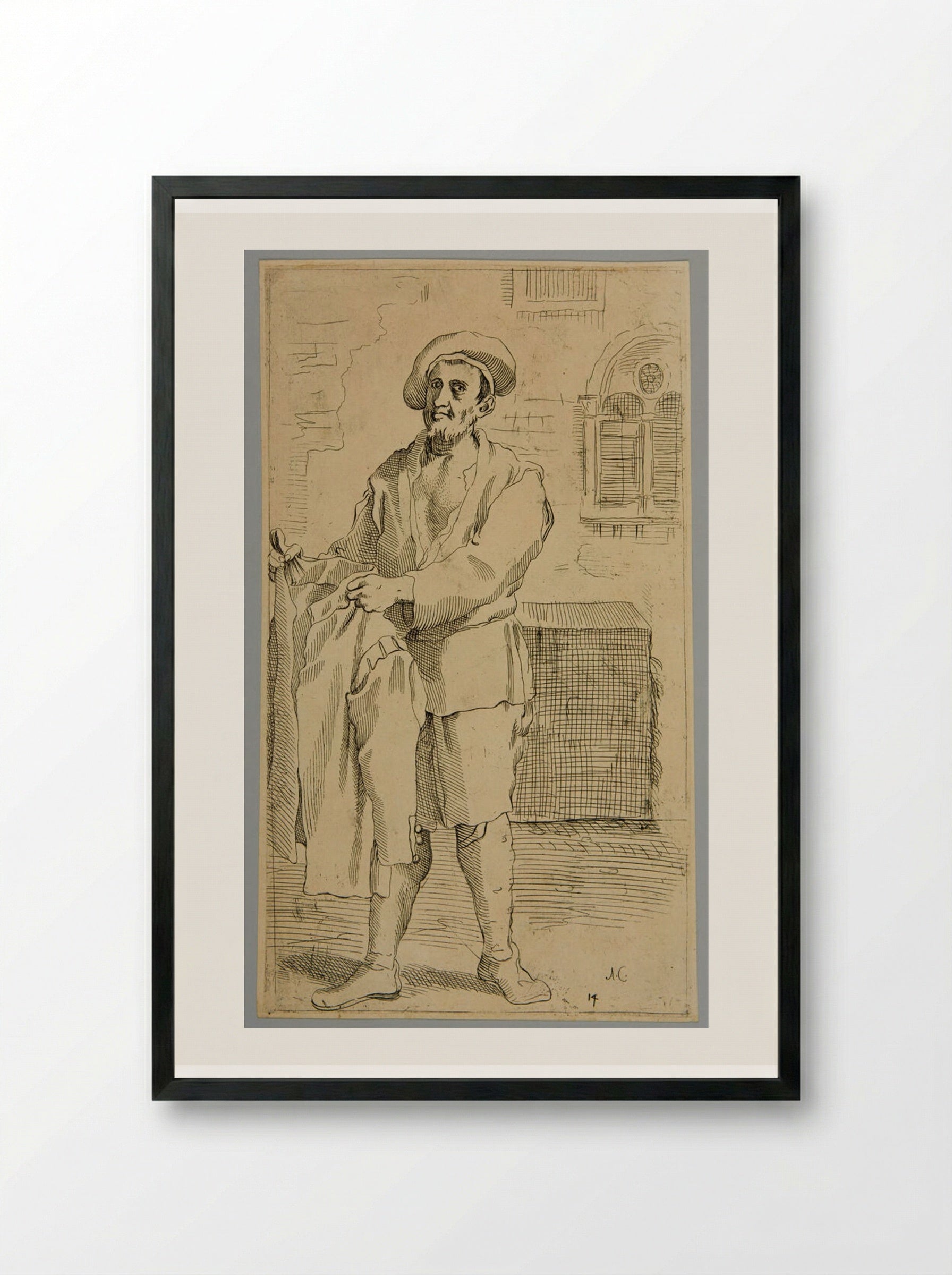 Regattiero, plate 14 - Simon Guillain - Framed Print Black