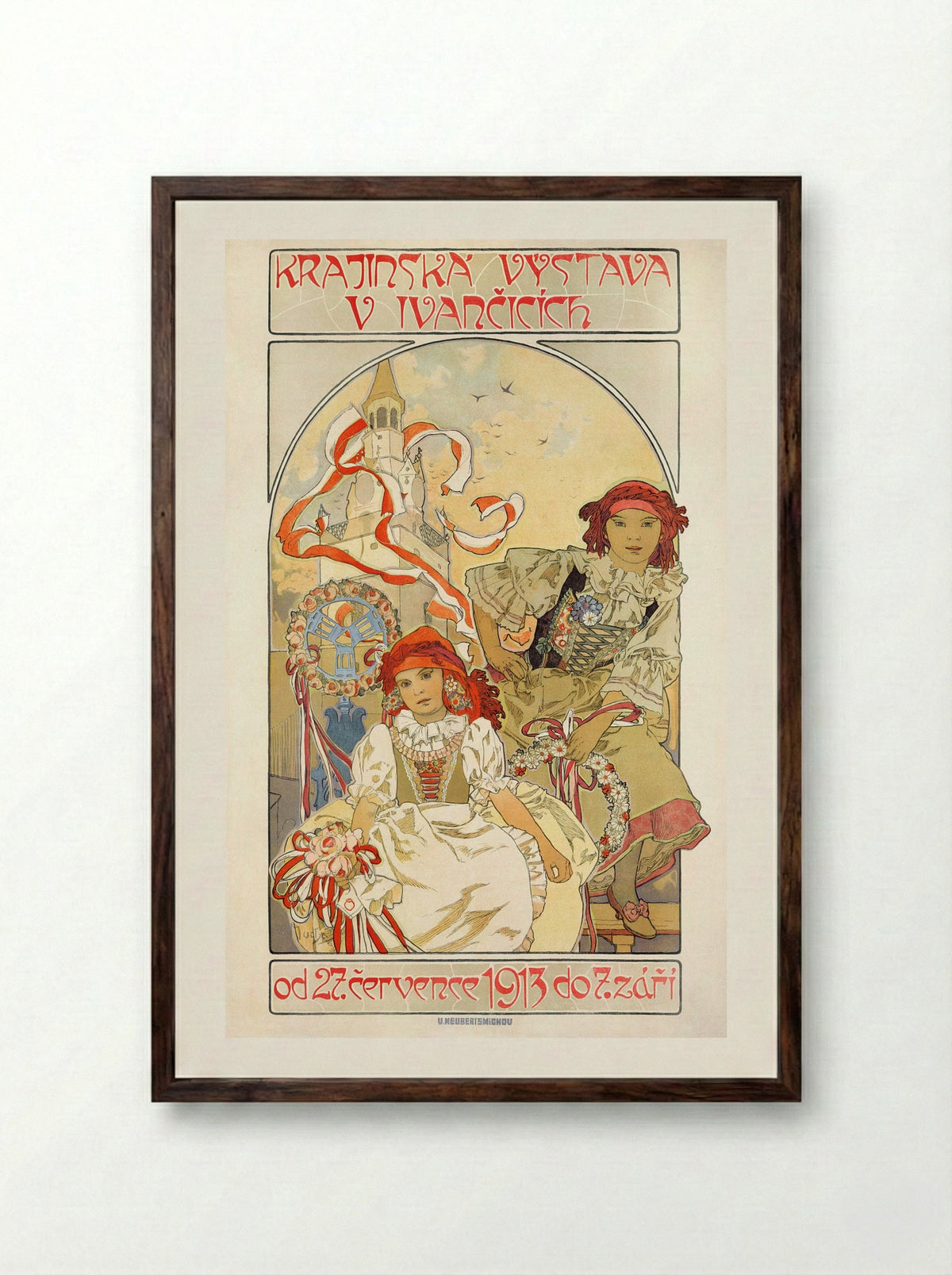 Regional Exhibition in Ivancice - Alphonse Mucha - Framed Print Dark Wood
