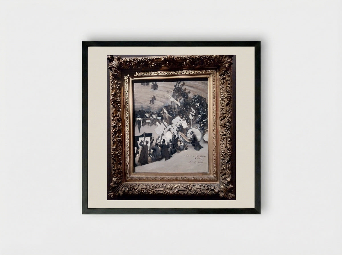 Rehearsal of the Pasdeloup Orchestra at the Cirque d'Hiver - John Singer Sargent - Framed Print Black