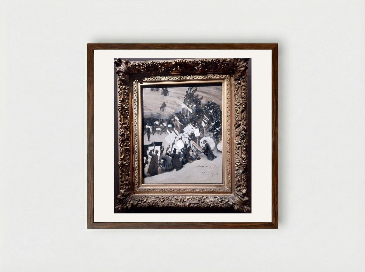 Rehearsal of the Pasdeloup Orchestra at the Cirque d'Hiver - John Singer Sargent - Framed Print Dark Wood