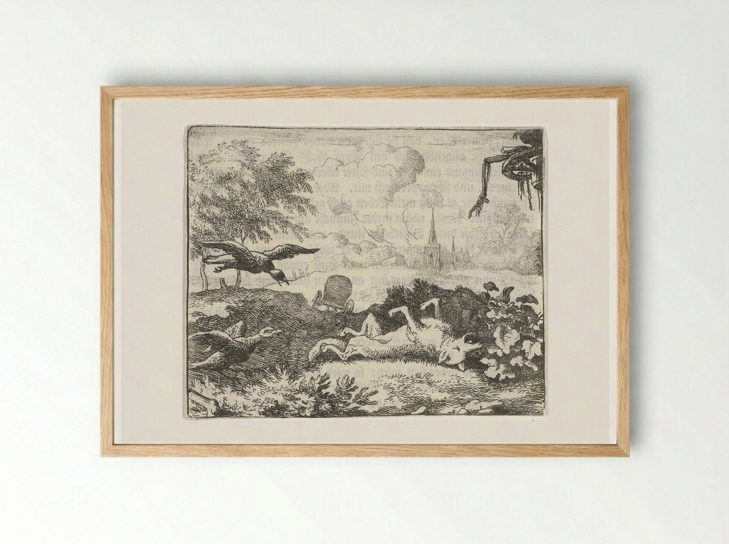 Reinaert de vos doet alsof hij dood is - Allaert van Everdingen - Framed Print Wood