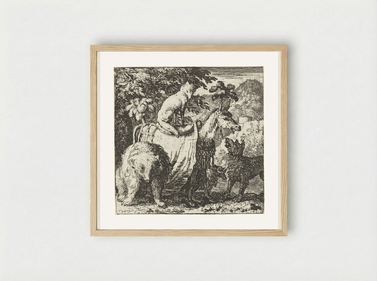 Reinaert de vos en zijn maten - Allaert van Everdingen - Framed Print Wood