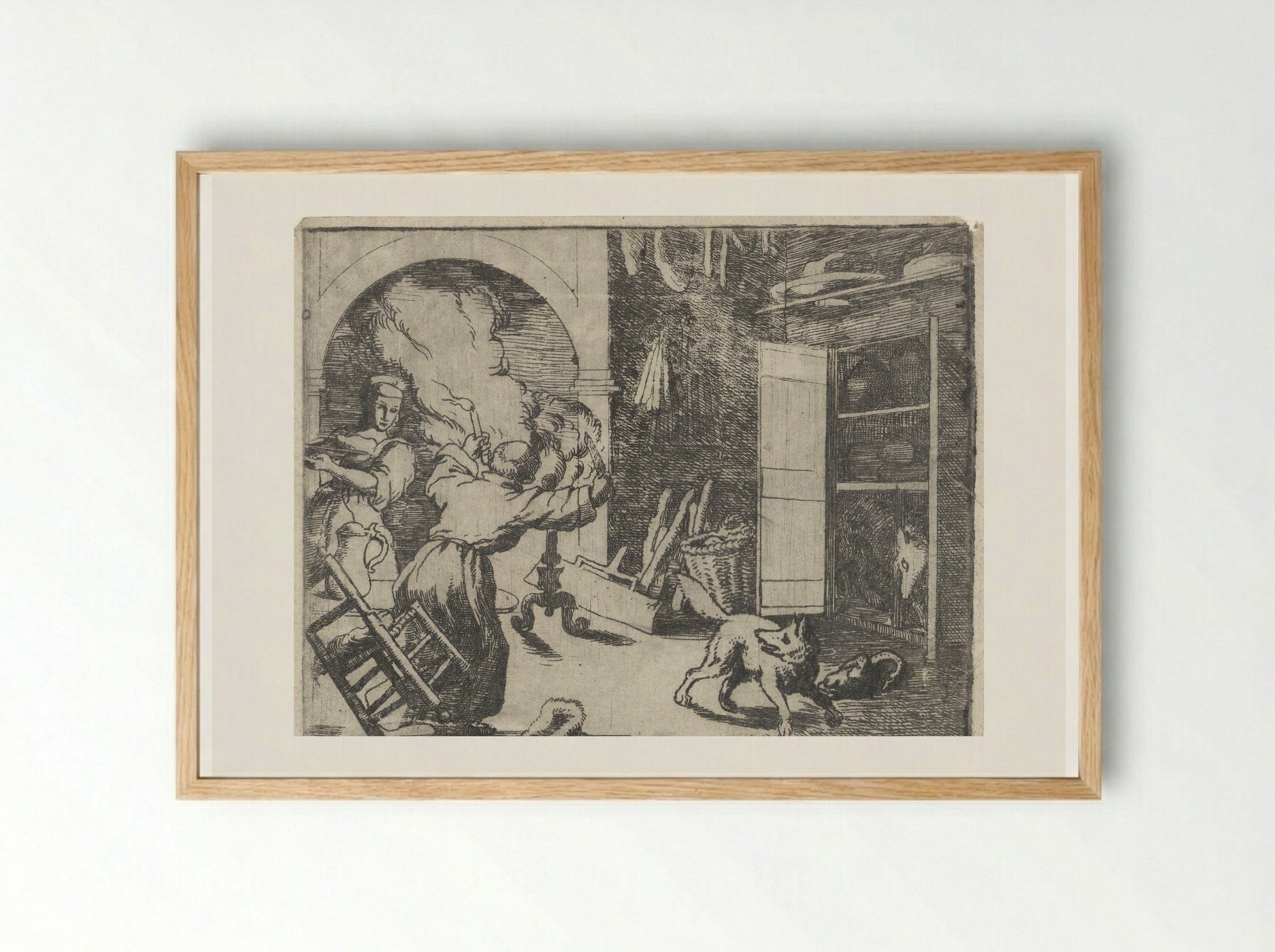 Reinaert de vos steelt een kapoen - Allaert van Everdingen - Framed Print Wood