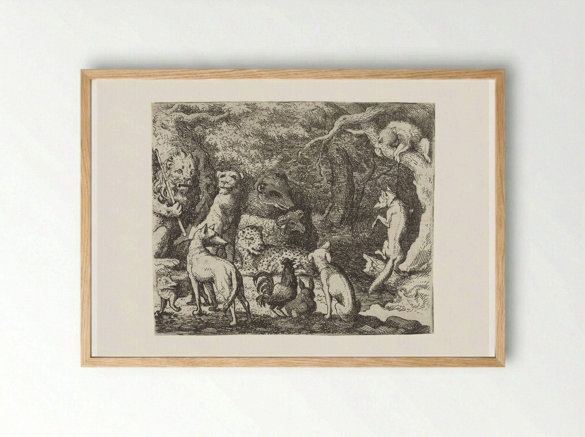 Reinaert de vos vraagt toestemming om te bekennen - Allaert van Everdingen - Framed Print Wood