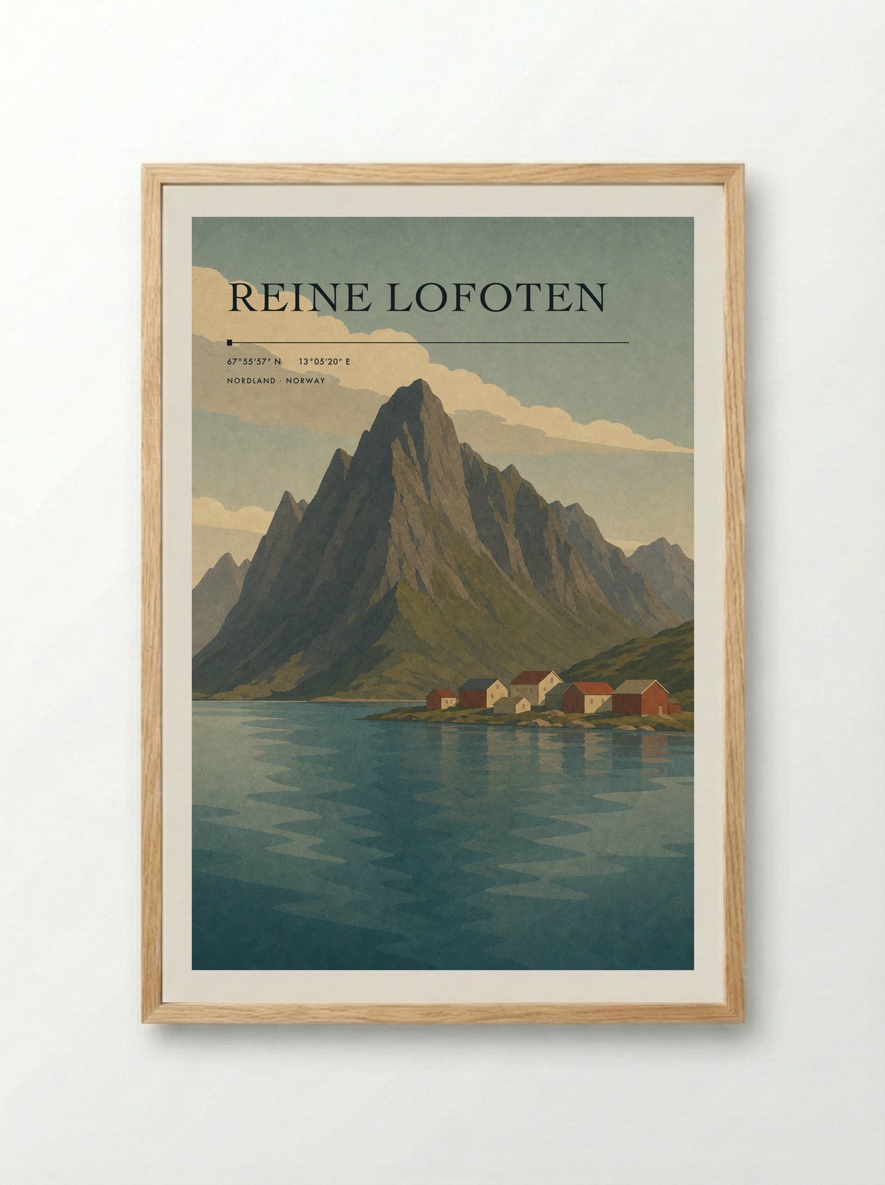 Reine Lofoten Travel Poster Artwork - Framed Print Wood