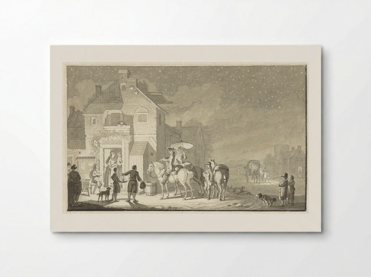 Reisgezelschap voor herberg bij avond - Nicolaes Aartman - Poster