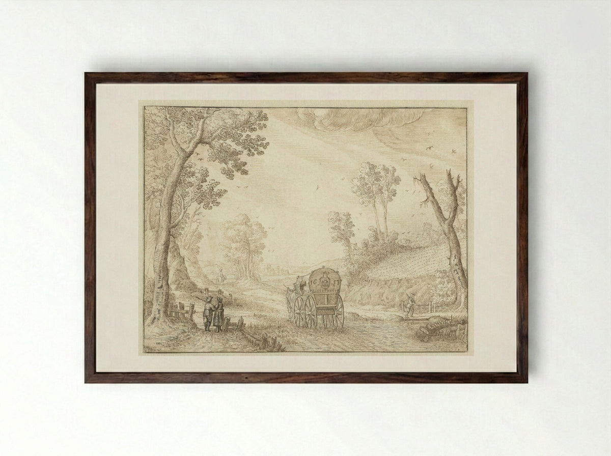 Reiskoets (Travel Coach) - Evert Rijnvisch - Framed Print Dark Wood