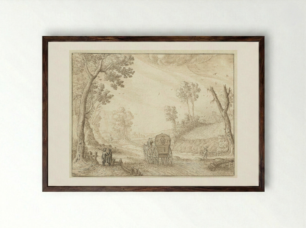 Reiskoets (Travel Coach) - Evert Rijnvisch - Framed Print Dark Wood