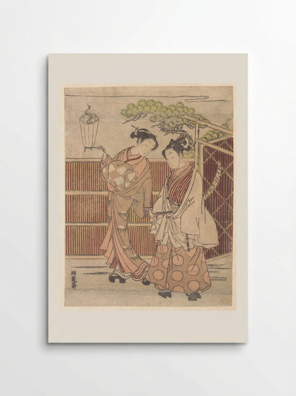 Reizei Carrying a Teshoku (Hand Lantern) - Isoda Koryūsai - Poster