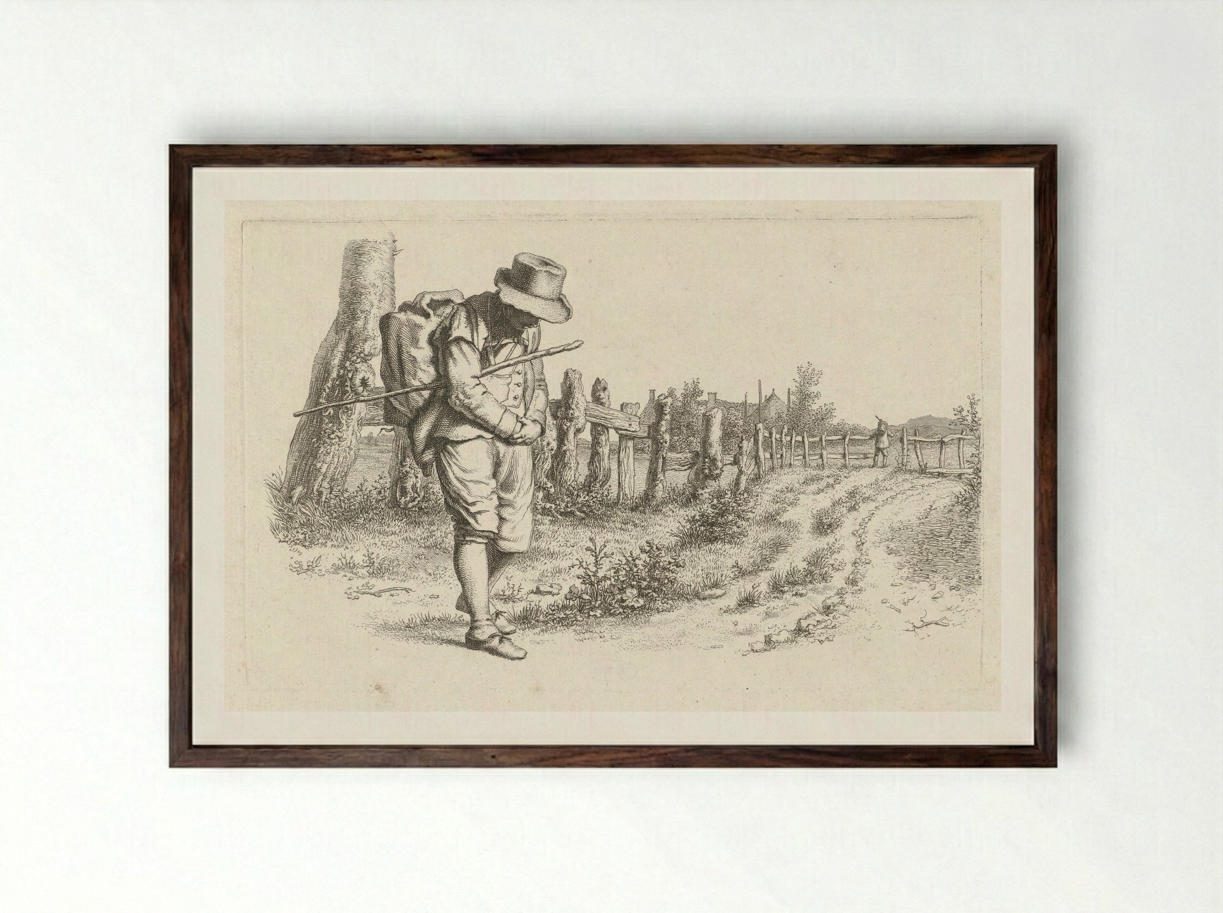 Reiziger op een landweg - Jacob Ernst Marcus - Framed Print Dark Wood