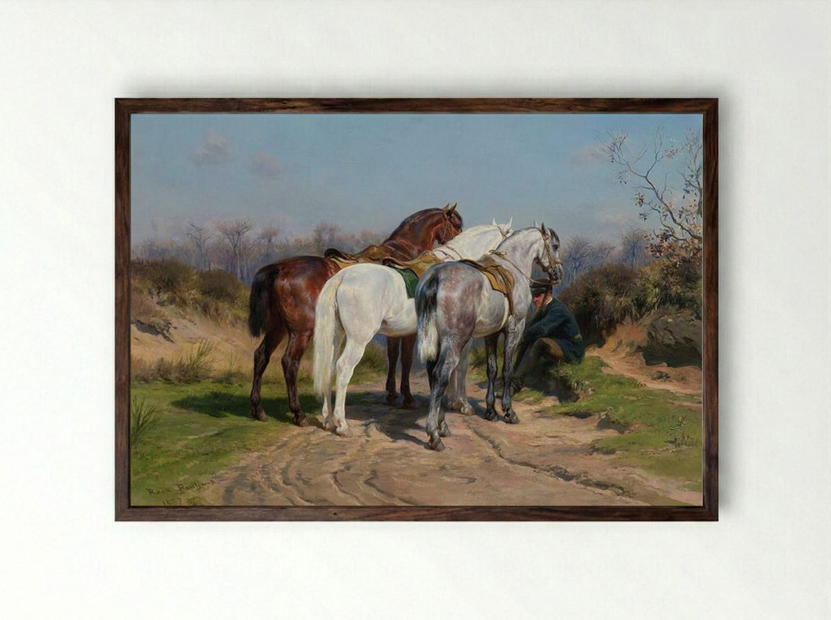Relay Hunting - Rosa Bonheur - Framed Print Dark Wood